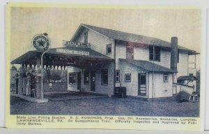 Lawrenceville Pa State Line Filling Station  Copy Photo Postcard P16