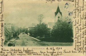 sweden, ENGELHOLM ÄNGELHOLM, Street Scene with Church (1901) Postcard