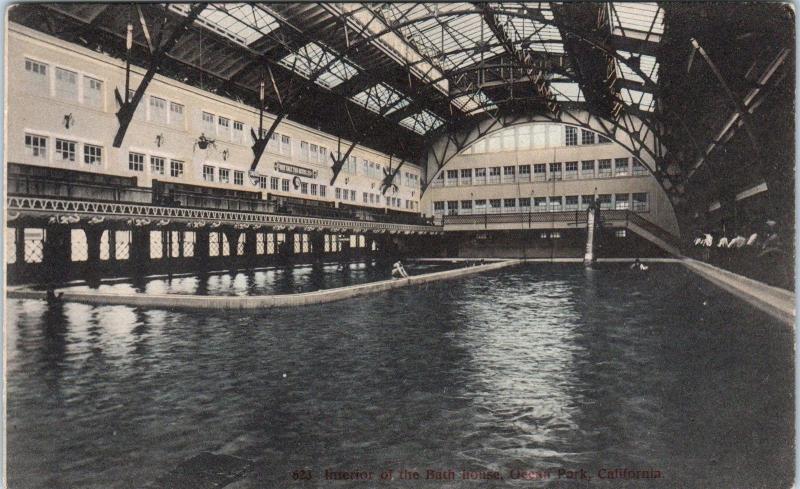 OCEAN PARK, CA California  BATH HOUSE Interior   c1907-10  Handcolored  Postcard