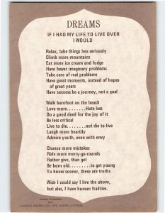 Postcard Dream If I had my Life to Live Over I Would Poem/Text Print