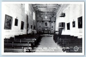 San Miguel CA Postcard RPPC Photo Church Mission San Miguel Archangel Frashers