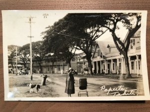 1920s RPPC Papeete Tahiti Street Scene Naval Ships Photos Lot of 2