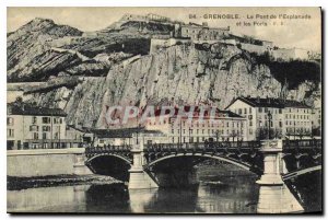 Old Postcard Grenoble Esplanade Bridge and Forts