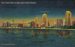 USA Night View of Lake Shore Drive Chicago 04.87