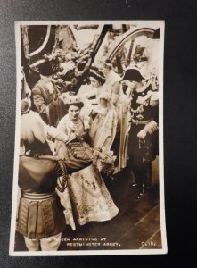 Mint England Royalty Postcard RPPC HM The Queen Arriving at Westminister Abbey
