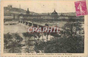 Old Postcard Lyon Guillotiere Bridge Hotel Dieu and Coteau de Fourviere