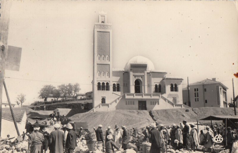 Algeria Bouira mosque real photo postcard c.1958