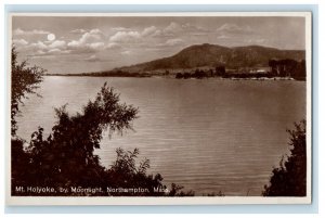 c1910's Mt. Holyoke By Moonlight Northampton MA RPPC Photo Antique Postcard 
