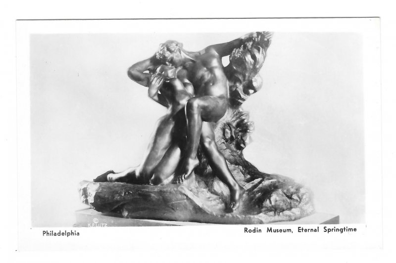 RPPC Sculpture Eternal Springtime Rodin Mueseum Philadelphia Lutz 1937 Postcard