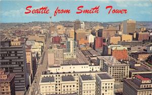 Seattle Washington View (from Smith Tower)~Street~Skyscrapers~Space Needle~1960s