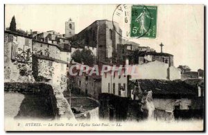 Hyeres Vieile the City and L & # 39Eglise Saint Paul Old Postcard