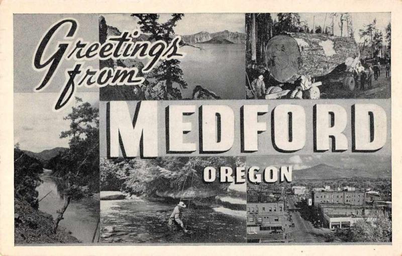 Medford Oregon Large Letter Greetings Antique Postcard J62060