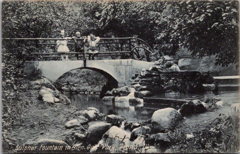 Illinois Peoria Sulphur Fountain In Glen Oaks Park 1909