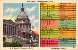 Busy Person's Correspondance Card US Capitol Washington D.C. Postcard PC50 #2