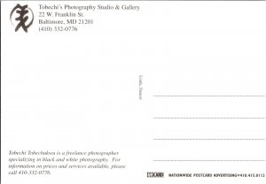 Continental Advertising Postcard- Tobechi's Photography Studio Baltimore MD CD18