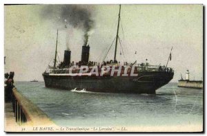 Old Postcard Boat Le Havre The Transatlantic Lorraine