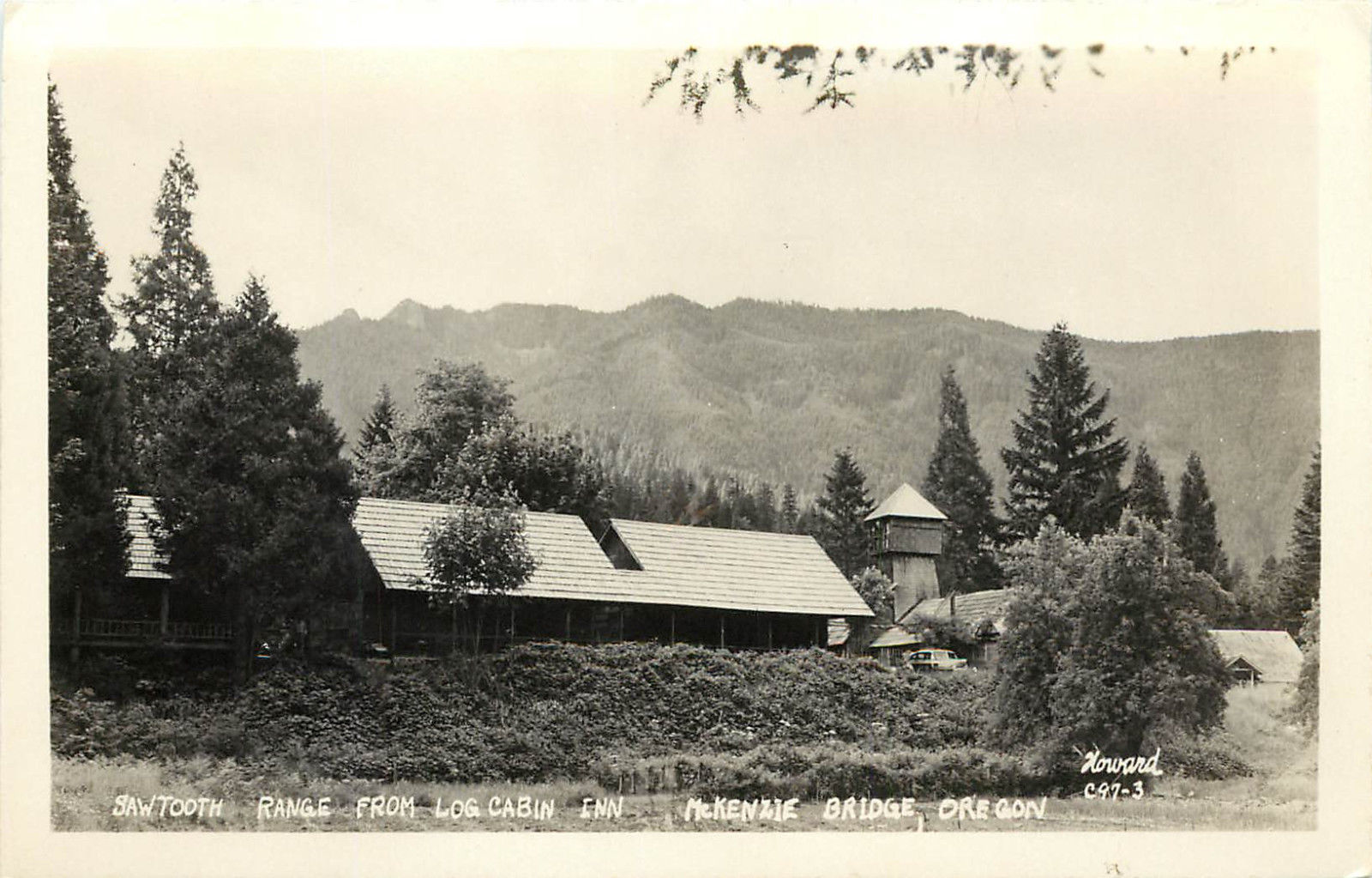 Howard Photo Rppc Postcard Sawtooth Range From Log Cabin Inn