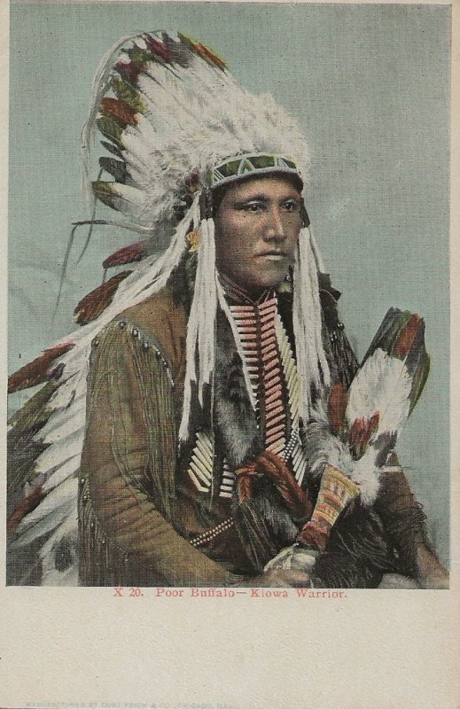 H-045  - A Western Indian Chief UDB Real Color Picture Postcard