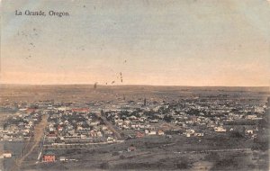 La Grande Oregon Bird's Eye View Of Town, Color Lithograph Vintage PC U13403