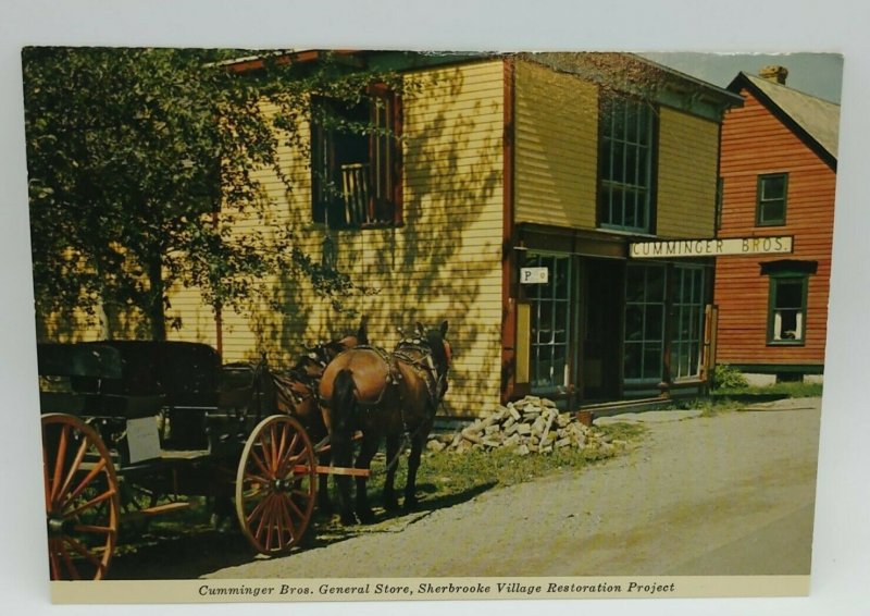 Postcard Cumminger Store Sherbrooke Village Nova Scotia Canada 1987 Museum Horse