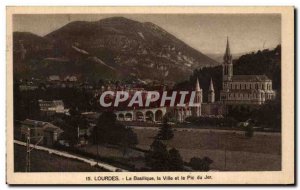 Old Postcard Lourdes Basilica City and the Pic du jer