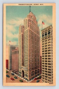 Penobscot Building Detroit Michigan MI UNP Unused Linen Postcard E15
