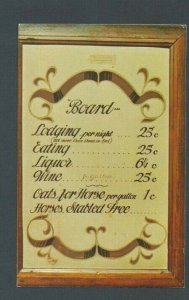 Post Card Bardstown KY Talbott Tavern Menu From 1779 For Food & lodging