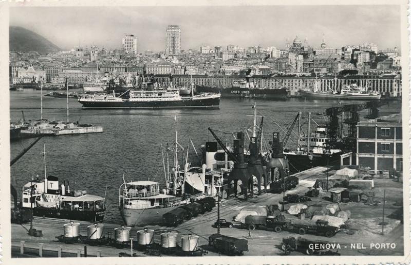 RPPC Ships in Harbor and Port at Genoa - Genova, Italy - pm 1953