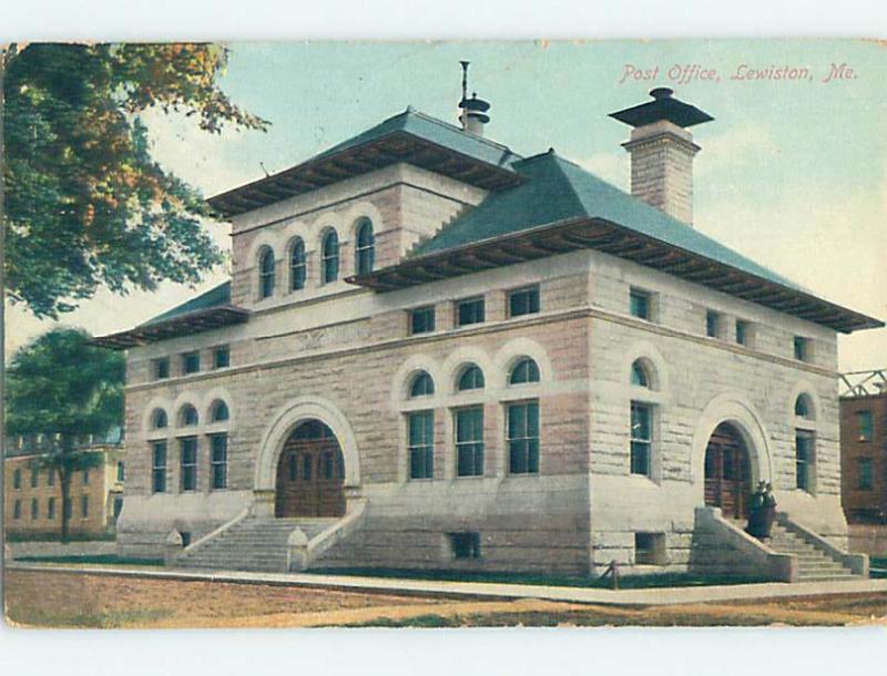 Divided Back POST OFFICE SCENE Lewiston Maine ME hs1860