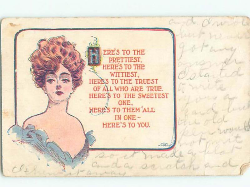 Divided-Back PRETTY WOMAN Risque Interest Postcard AA7861