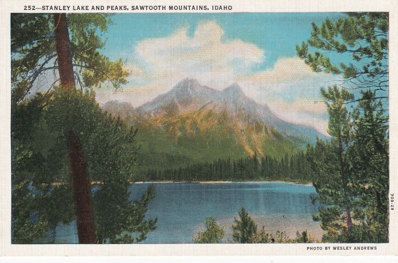 Stanley Lake and Peaks Sawtooth Mountains Idaho ID Postcard 