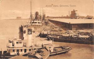 Galveston Texas Harbor Scene Boats Antique Postcard K104035