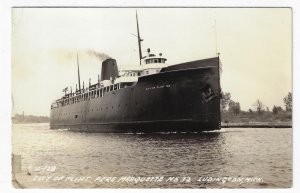 Ship City of Flint Pere Marquette Ludington Michigan Real Photo Postcard RPPC