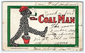 1908 The Coal Man Holding Bucket Smoking Pipe Kanorado Kansas KS Posted Postcard