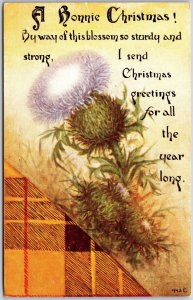 A Bonnie Christmas Geetings and Wishes Card Flower and Message Postcard