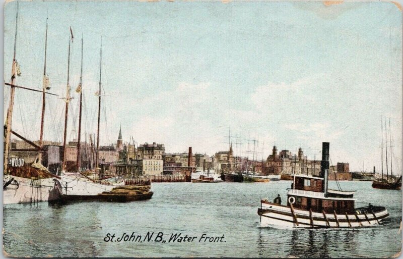 St. John NB New Brunswick Water Front Boats c1912 Leighton Postcard G26