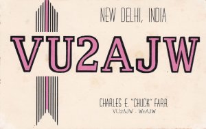 New Delhi India Amateur Radio QSL 1960s Card