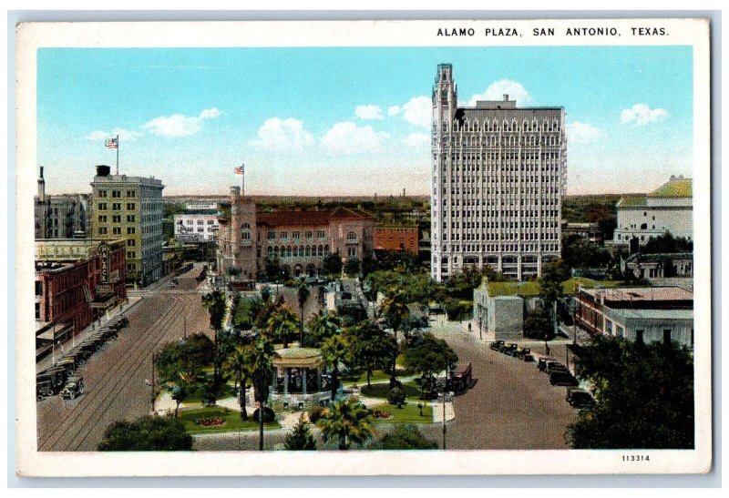 c1920 Alamo Plaza Post Office Gibbs Building View San Antonio Texas TX Postcard