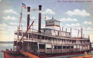 Paddle Steamer Helen Blair Davenport Iowa 1910 postcard