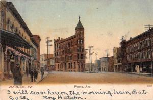 Warren Pennsylvania Penna Avenue Street Scene Antique Postcard J58112