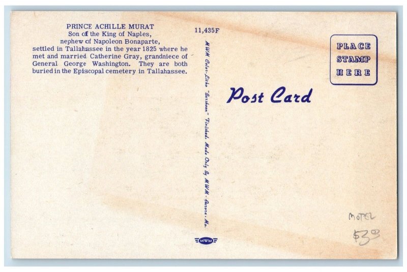 c1950 Prince Murat Inn Hotel & Restaurant Multiview Tallahassee Florida Postcard
