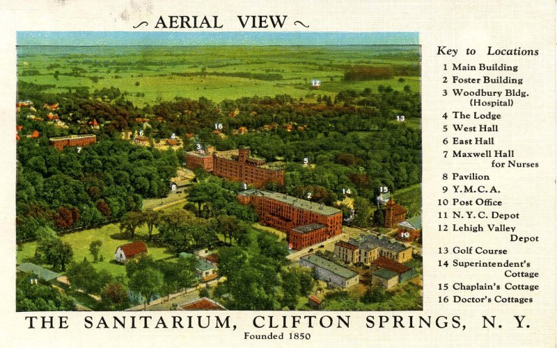 NY - Clifton Springs. Sanitarium, Aerial View