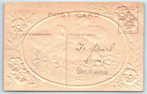 EASTER GREETINGS  Embossed Airbrushed EGGS, CHICKS, FLOWERS c1910s Postcard