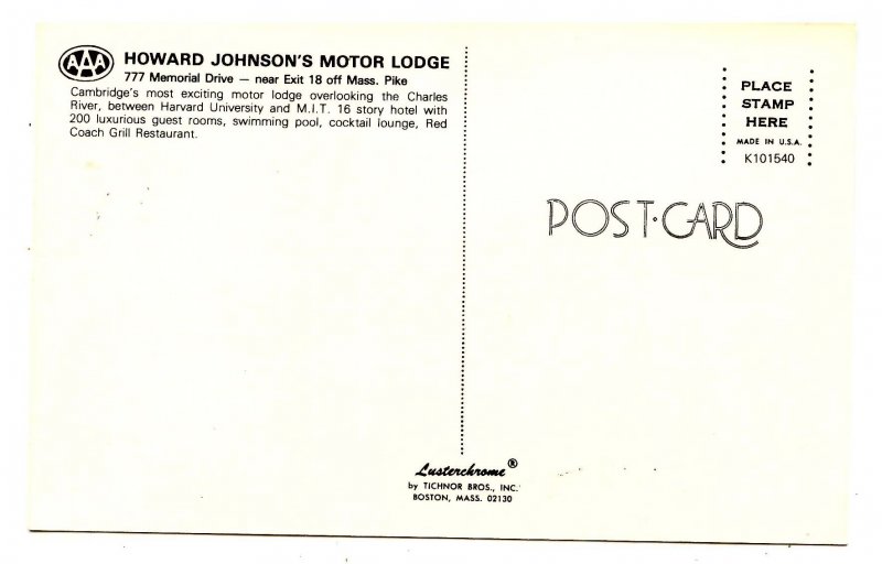 MA - Cambridge. Howard Johnson's Motor Lodge