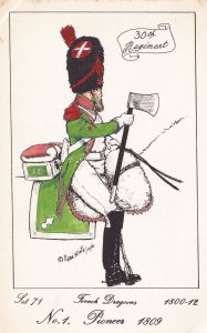 French Dragoon Pioneer Soldier Napoleonic War Uniform PB Rare Postcard