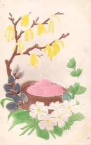 EASTER GREETINGS-AIRBRUSH  EMBOSSED POSTCARD 1910s