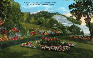 Dayton Ohio, Flower Gardens & Conservatory Soldiers Home Vintage Postcard c1930