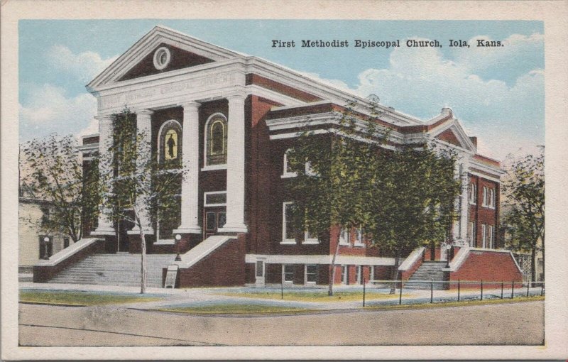 Postcard First Methodist Episcopal Church Iola Kansas KS