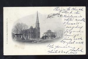 FAIR HAVEN VERMONT BAPTIST CHURCH VINTAGE POSTCARD BALMAR NEW JERSEY 1907