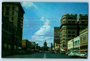 c1950's Congress Avenue Looking Toward State Capitol View Austin Texas Postcard